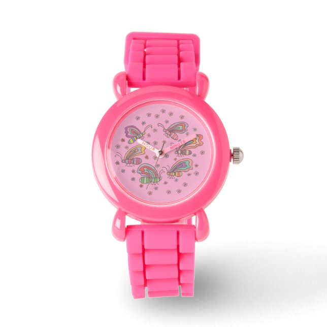Pink Butterfly Lady Watch Armbandsur (Framsida)