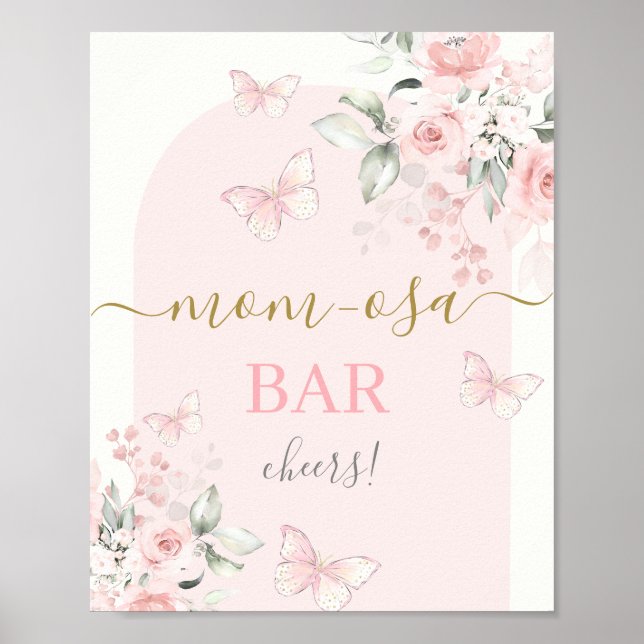 Pink Butterfly Mimosa Bar sign Poster (Framsidan)