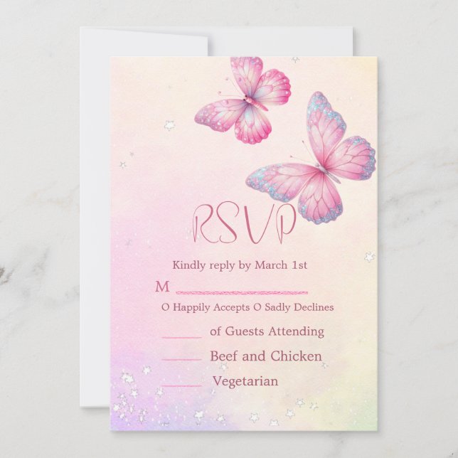 Pink Butterfly RSVP Baby Shower QR Code Inbjudningar (Framsida)