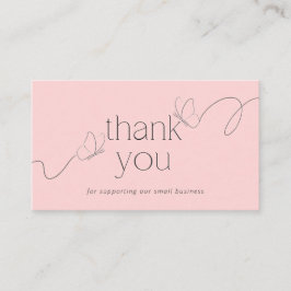 Pink Butterfly Thank You Card Small Business Visitkort