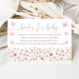 Pink Butterfly Wildflowers Baby Book Request Tilläggskort