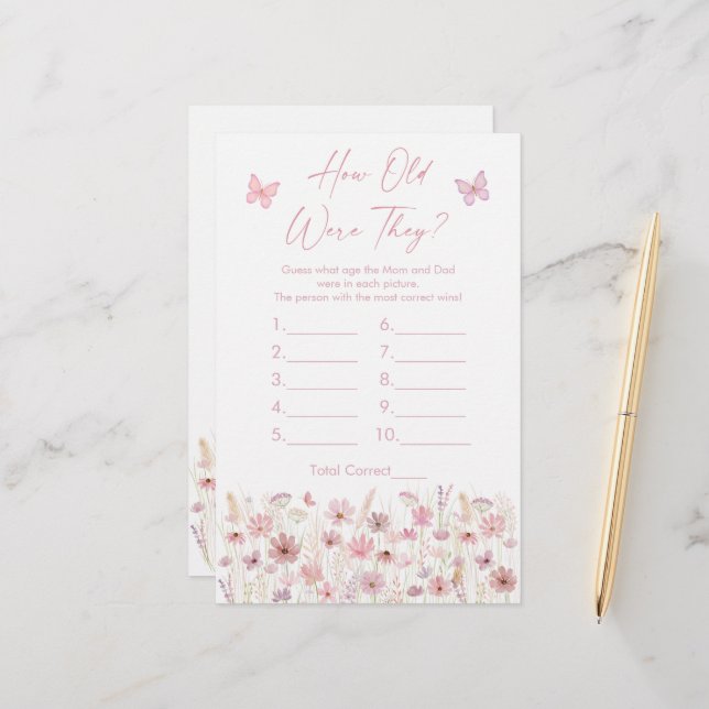 Pink Butterfly Wildflowers How Old Were They Game (Fram/Back In Situ)