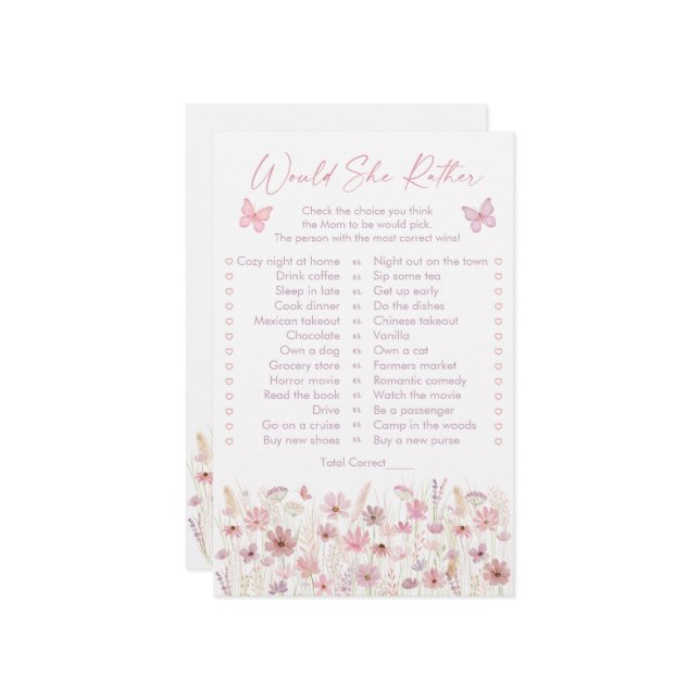 Pink Butterfly Wildflowers Would She Rather Game (Fram/Back In Situ)