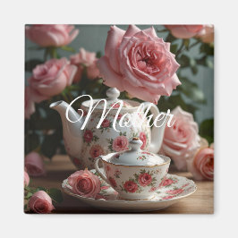 Pink Cabbage Rose Tea  Magnet
