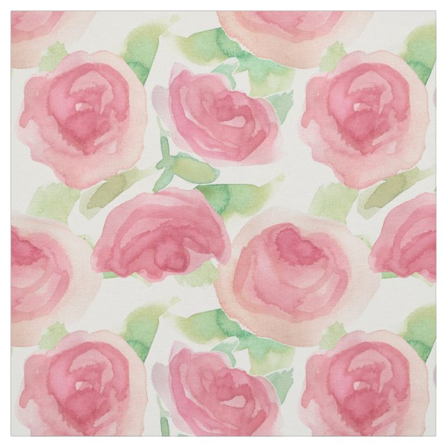Pink Cabbage Roses English Country Floral  Tyg (Provkarta)