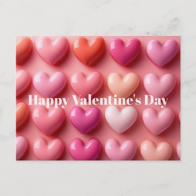 Pink Candy Hearts Valentine`s Day Card  Vykort (Framsida)
