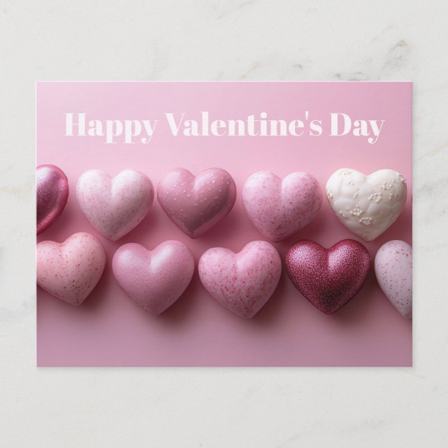 Pink Candy Hearts Valentine`s Day Card  Vykort (Framsida)