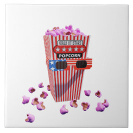 Pink Candy Popcorn and 3D Movie glasses Kakelplatta