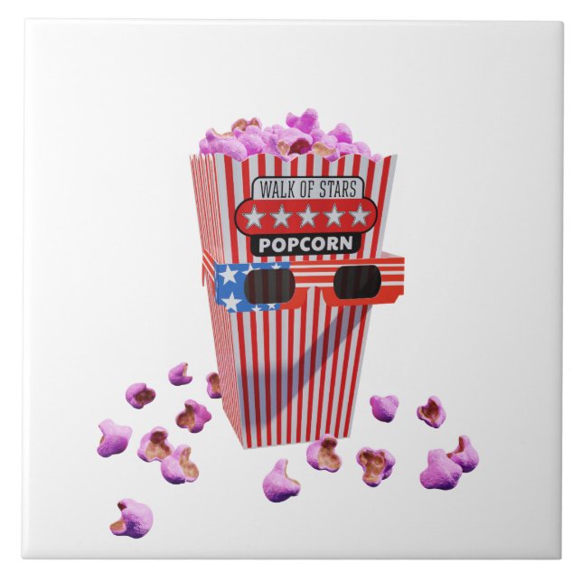 Pink Candy Popcorn and 3D Movie glasses Kakelplatta (Framsidan)