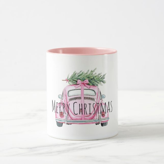 Pink Car Christmas Tree Mugg (Center)