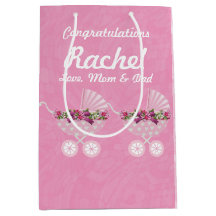 Pink Carriage Girl Baby Shower 7” l x 4.5” w x 10”