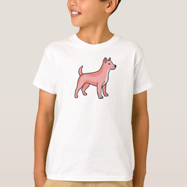 Pink Cartoon Dog T Shirt (Framsida)