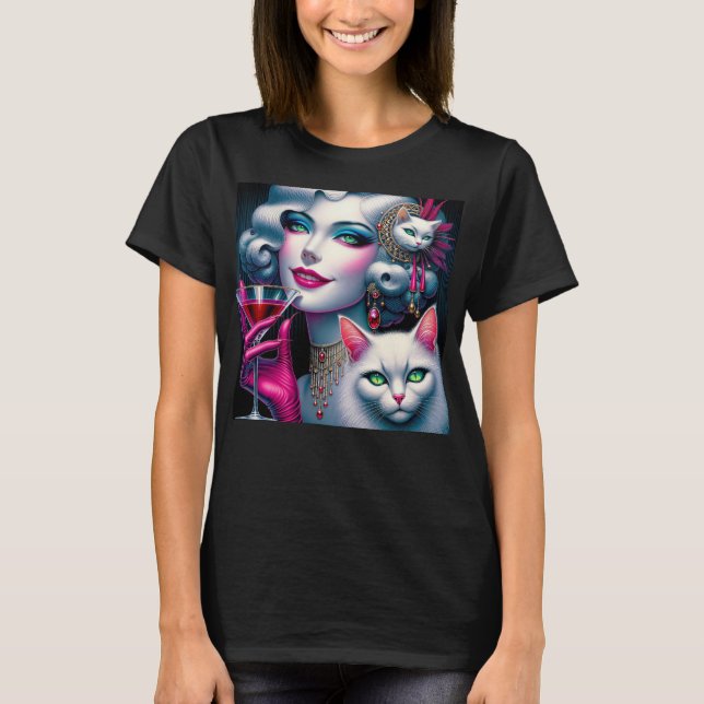 Pink Cat Lady T Shirt (Framsida)