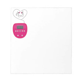 Pink CD Player with Earphones Kissing Anteckningsblock