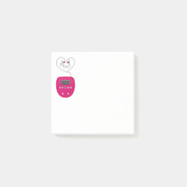 Pink CD Player with Earphones Kissing Post-it Block
