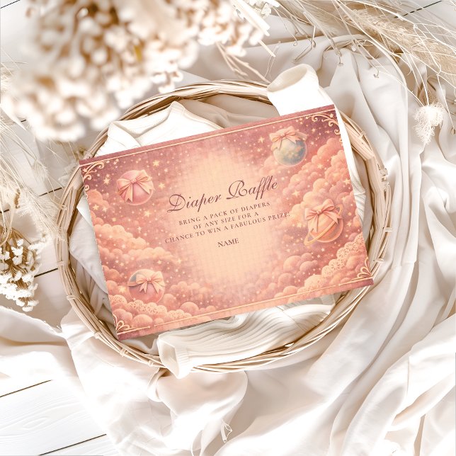Pink Celestial Bows Clouds Diapper Raffle Tilläggskort (Skapare uppladdad)
