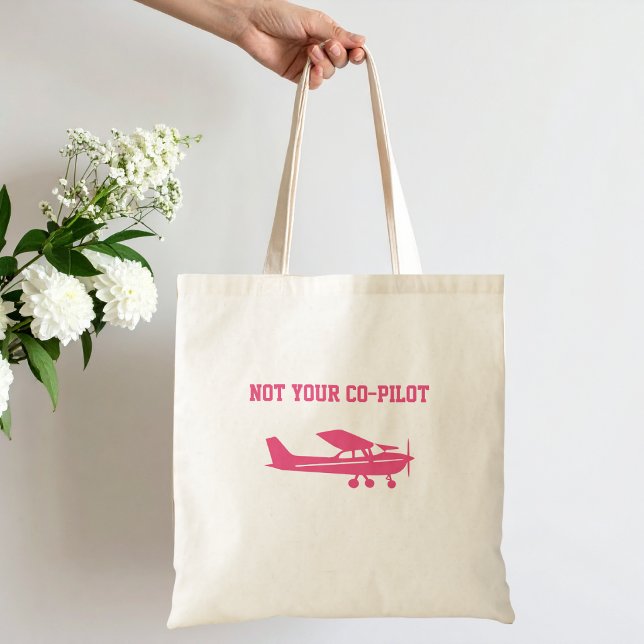 Pink Cessna Airplane Not Your Co-Pilot Funny Femal Tygkasse (Skapare uppladdad)