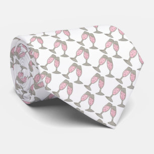 Pink Champagne Glass Cheers Toast Wedding Tie Slips