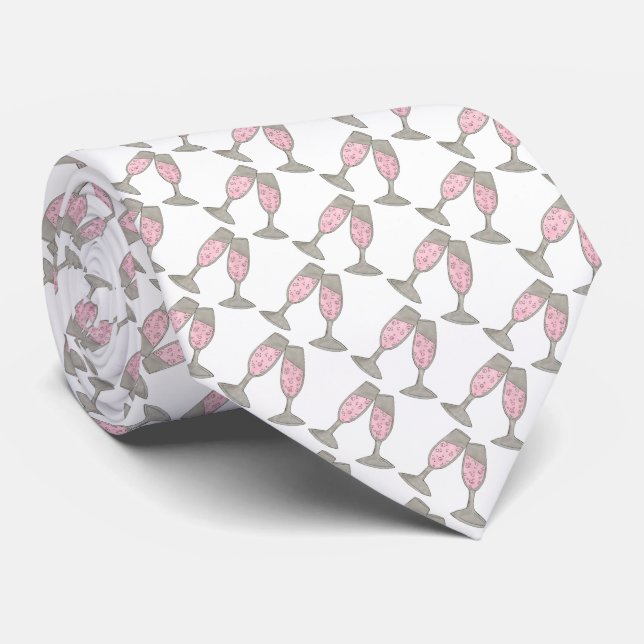 Pink Champagne Glass Cheers Toast Wedding Tie Slips (Rullad)