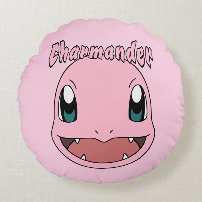 Pink Charmander Pokemon Fanart Rund Kudde (Framsidan)