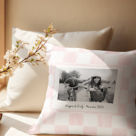 Pink Checkerboard Personalized Photo Kudde