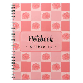 Pink Checkered Floral Anteckningsbok
