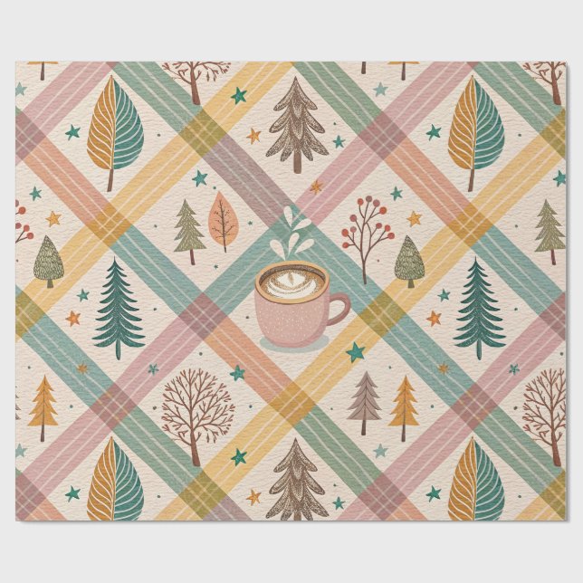 Pink Checkered Holiday Wrapping Paper Presentpapper (Platt)