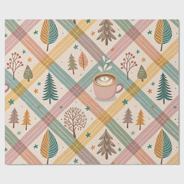 Pink Checkered Holiday Wrapping Paper Presentpapper (Platt)