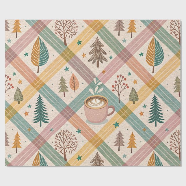 Pink Checkered Holiday Wrapping Paper Presentpapper (Platt)