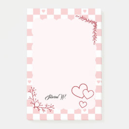 Pink Checkered Pattern Background Post-It Notes Block