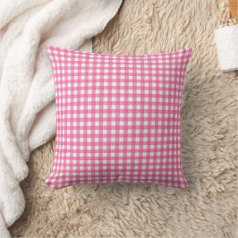 Pink Checkered Plaid Throw Pillow  Kudde