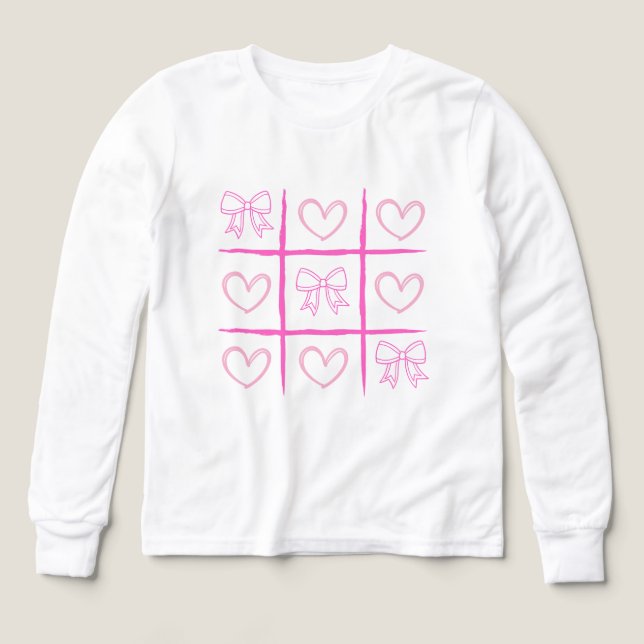 Pink Cheer Tic-Tac-Toe Valentine's Day Shirt  T Shirt (Design framsida)
