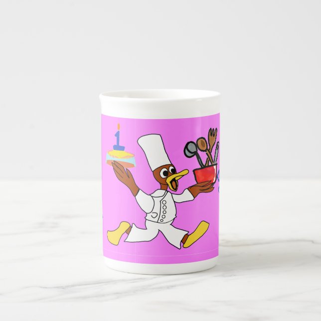 Pink Chef Ducky Birthday  Benporslin Mugg (Framsidan)