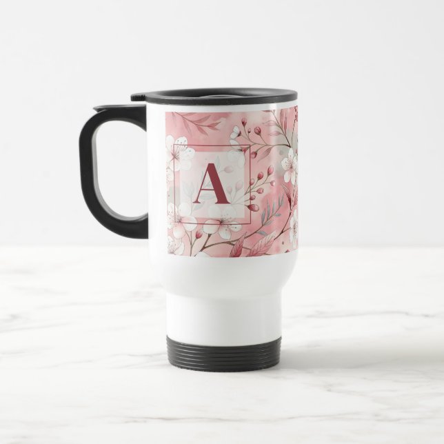 Pink cherry blossom monogram resemugg (Vänster)