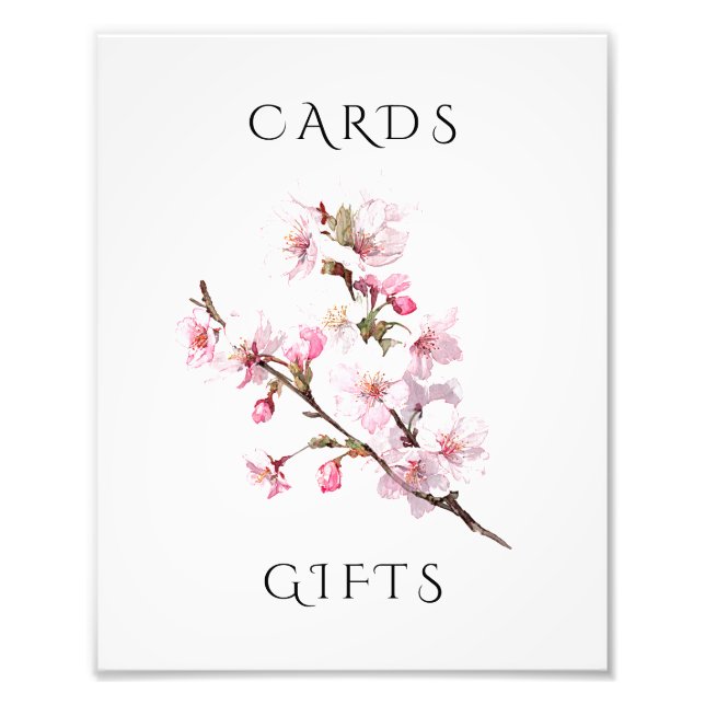 Pink Cherry Blossom Wedding Cards & Gifts Sign Fototryck (Framsidan)