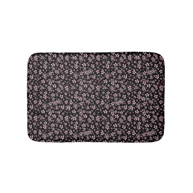 Pink Cherry Blossoms On Black Badrumsmatta (Framsidan)