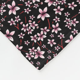 Pink Cherry Blossoms On Black Fleecefilt