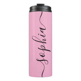 Pink Chic Script Custom Name Thermal Tumbler