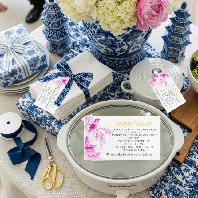 Pink Chinoiserie  Bridal Display Shower    Tilläggskort (Pink Chinoiserie Bridal Display Shower Enclosure Card)