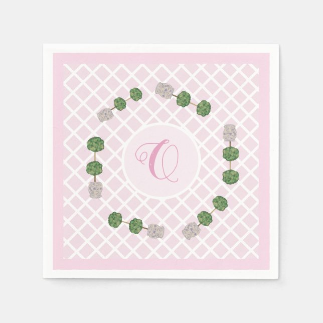 Pink Chinoiserie Ginger Jar Jars Topiary Basket Pa Pappersservett (Framsidan)