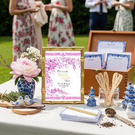 Pink Chinoiserie Recipe Cards Here Sign Inbjudningar
