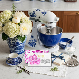 Pink Chinoiserie Recipe Request Bridal Shower  Tilläggskort