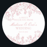 Pink Chinoiserie Vintage Floral Wedding Circle Runt Klistermärke<br><div class="desc">Love is in bloom! This pink Chinoiserie Party Decor Collection, features delicate toile floral patterns for timeless elegance. Each piece in this collection showcases intricate designs in shades of pink, evoking a sense of sophistication and elegance. ★ Let me help you plan your next party! ★ If you need coordinating...</div>