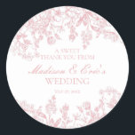 Pink Chinoiserie Vintage Floral Wedding Circle Runt Klistermärke<br><div class="desc">Love is in bloom! This pink Chinoiserie Party Decor Collection, features delicate toile floral patterns for timeless elegance. Each piece in this collection showcases intricate designs in shades of pink, evoking a sense of sophistication and elegance. ★ Let me help you plan your next party! ★ If you need coordinating...</div>