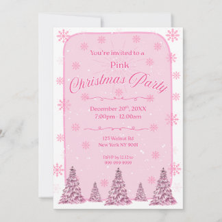 Pink Chirstmas Party Invitation Inbjudningar