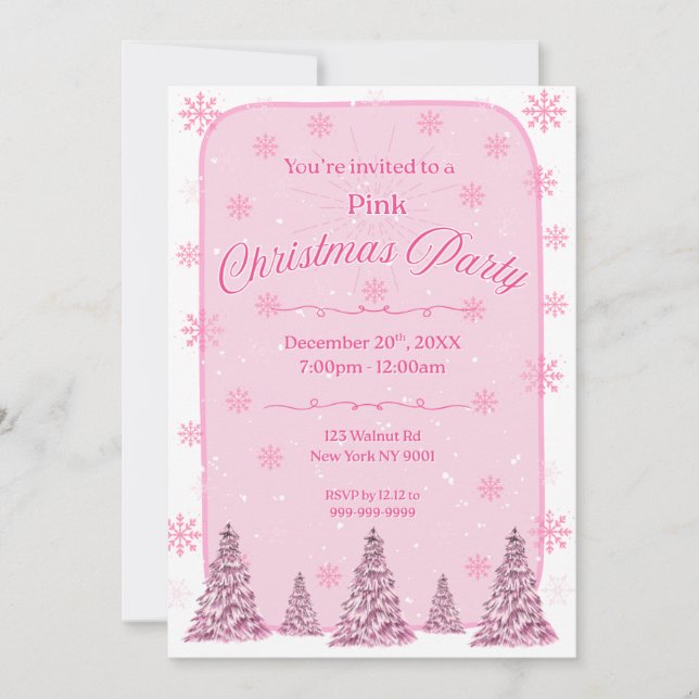 Pink Chirstmas Party Invitation Inbjudningar (Framsida)