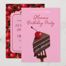 Pink Choco Cherry Tårta 21-års inbjudan