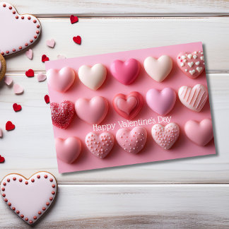 Pink Chocolate Hearts Valentine`s Day Card Kort