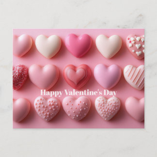 Pink Chocolate Hearts Valentine`s Day Card Vykort