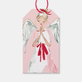 Pink Christmas Angel Presentetikett